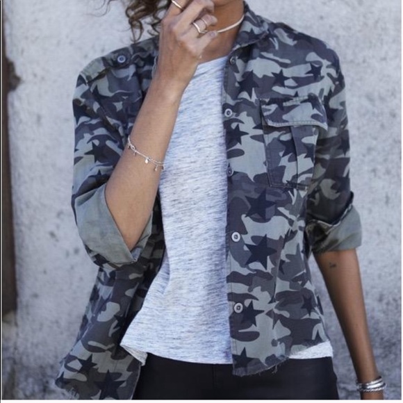 Rails Hendrick Linen Star Camo Military Jacket - Picture 4 of 8